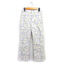 【中古】未使用品 ザラ ZARA タグ付き パンツ ストレート コットン混 花柄 プリント ジップフライ S オフホワイト /NT2 レディース 【ベクトル 古着】 240725(4)