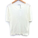 【中古】未使用品 エニィファム anyFam タグ付き セーター ニット ローゲージ シンプル 切替リブ 五分袖 Vネック 綿混 3 ライトベージュ /HT14 レディース 【ベクトル 古着】 240731(4)