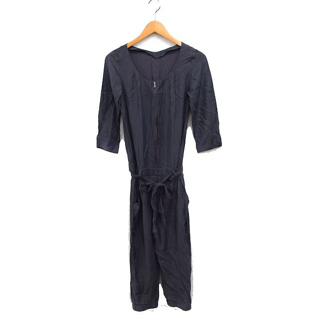 【中古】プロポーション ボディドレッシング PROPORTION BODY DRESSING オールインワン 七分袖 ロング丈 リボン 無地 2 チャコール /FT28 レディース 【ベクトル 古着】 240801