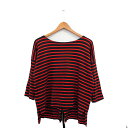 【中古】サクラ SACRA カットソー Tシャツ 七分袖 バックリボン ボーダー 38 レッド 赤 /KT21 レディース 【ベクトル 古着】 240801