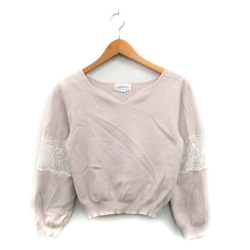 【中古】ジルスチュアート JILL STUART ニット セーター 七分袖 Vネック レース F ベージュ /KT5 レディース 【ベクトル 古着】 240826 【中古】ジルスチュアート JILL STUART ニット セーター 七分袖 Vネック レース F ベージュ /KT5 レディース 【ベクトル 古着】 240826