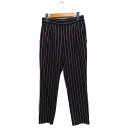 【中古】メトリーゼ MAITRESSE ストライプ テーパードパンツ タック 7 ブラック 黒 レッド 赤 /FT4 レディース 【ベクトル 古着】 240913(4)