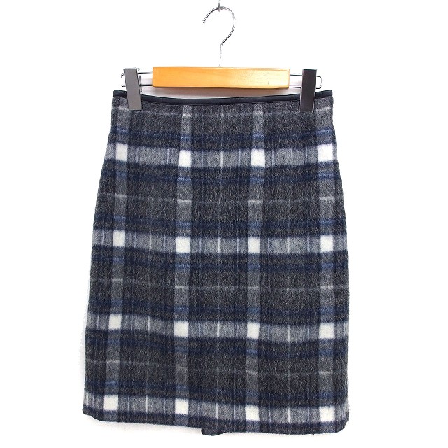 【中古】ジャスグリッティー JUSGLITTY スカート タイト ひざ丈 起毛 スリット アルパカ混 ウール混 フェイクレザー 1 グレー /NT11 レディース 【ベクトル 古着】 240927