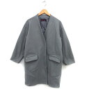 【中古】アーバンリサーチ URBAN RESEARCH ノーカラー コート アウター ロング ドロップショルダー ゆったり F グレー /NT16 レディース 【ベクトル 古着】 241002