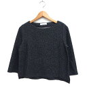 【中古】グリーンレーベルリラクシング ユナイテッドアローズ green label relaxing 7分袖 ニット カットソー ボートネック チャコール /F...
