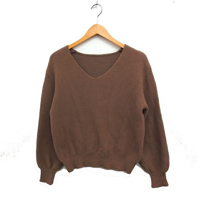 【中古】エージーバイアクアガール AG by aquagirl Vネック ニット セーター 長袖 無地 シャギー 38 M ..