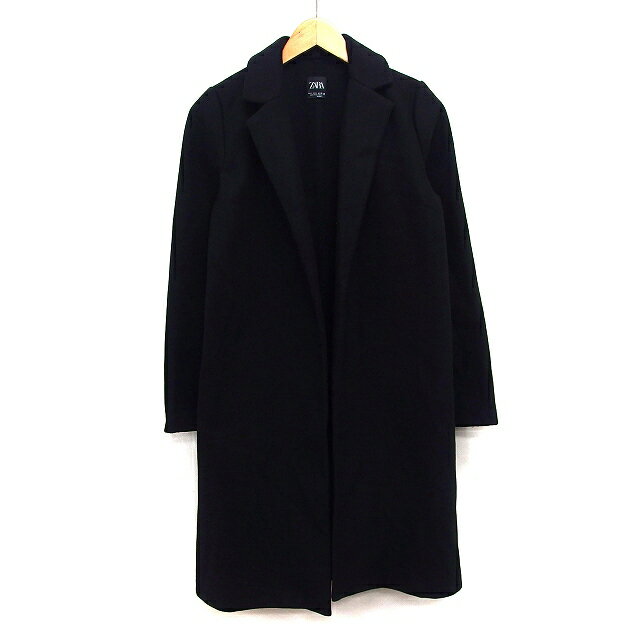 【中古】ザラ ZARA トッパー コート ロング 無地 シンプル S ブラック 黒 /HT10 レディース 【ベクトル 古着】 241018