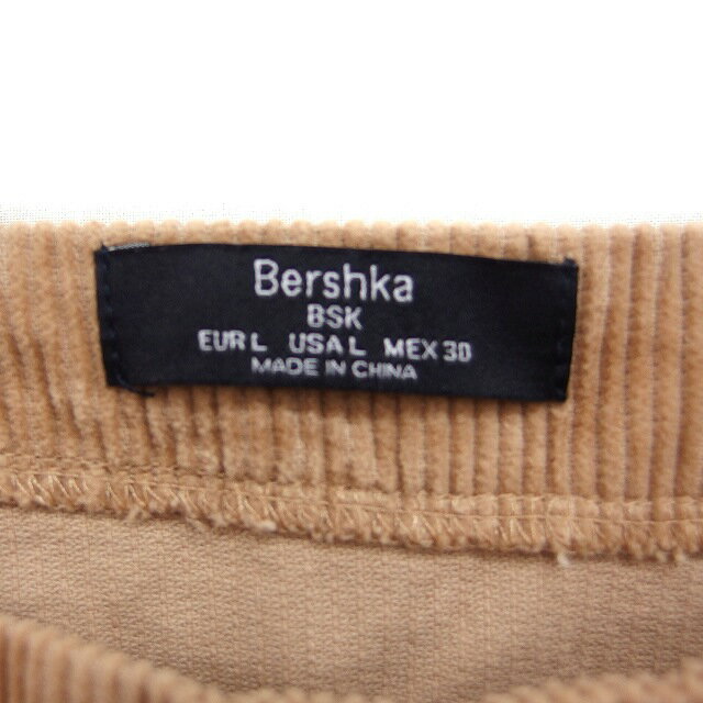 【中古】ベルシュカ Bershka コーデュロイ ジャンパースカート サロペットスカート ミニ 無地 コットン 綿 L ベージュ /FT7 レディース 【ベクトル 古着】 241108