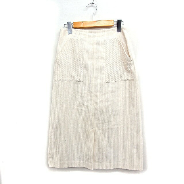 【中古】ストロベリーフィールズ STRAWBERRY-FIELDS コーデュロイ タイトスカート ロング丈 スリット 無地 2 オフホワイト 白 /FT3 レディース 【ベクトル 古着】 241202