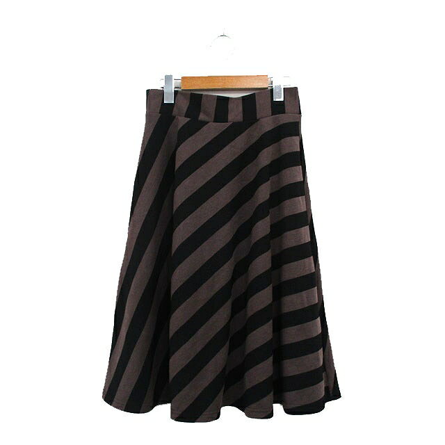 【中古】ブージュルード Bou Jeloud フレア スカート ロング ボーダー 38 ブラウン 茶 /KT25 レディース 【ベクトル 古着】 241211
