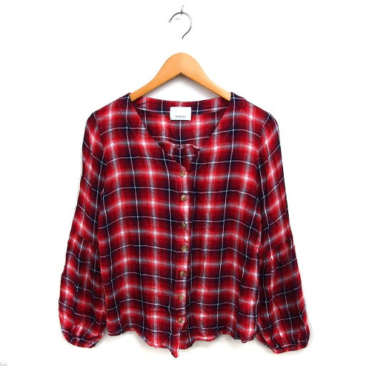 【中古】エゴイスト EGOIST チェック シャツ ブラウス ノーカラー ギャザー ストレッチ 長袖 2 赤 レッド /NT35 レディース 【ベクトル 古着】 241209 【中古】エゴイスト EGOIST チェック シャツ ブラウス ノーカラー ギャザー ストレッチ 長袖 2 赤 レッド /NT35 レディース 【ベクトル 古着】 241209