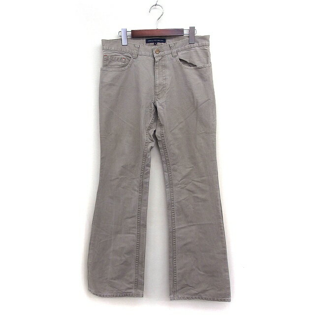 【中古】フレンチコネクション FRENCH CONNECTION コットン ワイド ストレート パンツ 無地 32 ライトグレー /FT12 メンズ 【ベクトル 古着】 241211