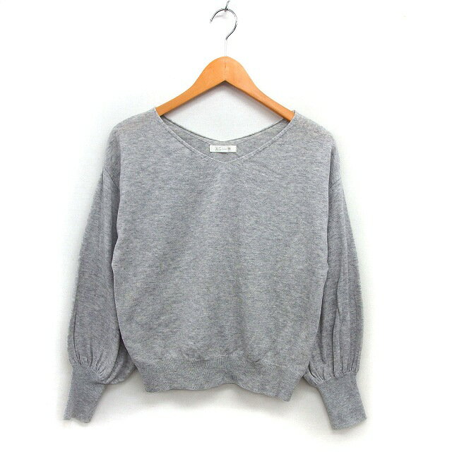 【中古】エージーバイアクアガール AG by aquagirl ニット セーター Vネック ウール混 リブ クロップド..