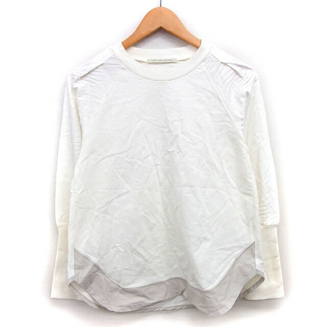 【中古】レディラックルカ LADY LUCK LUCA Tシャツ ロンT カットソー 切替柄 切替テープ ラグランスリーブ 長袖 丸首 コットン 綿 38 アイボリー 白 /HT3 レディース 【ベクトル 古着】 241218