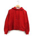 【中古】ミラオーウェン Mila Owen パーカー フーディ スウェット リブ ワイド リブ コットン 綿 長袖 F 赤 レッド /NT22 レディース 【ベクトル 古着】 241223
