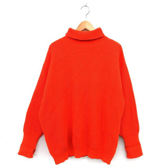 【中古】フリークスストア FREAKS STORE オフタートル チュニック ニット セーター リブ コットン混 ゆったり 長袖 L オレンジ /NT24 レディース 【ベクトル 古着】 250115