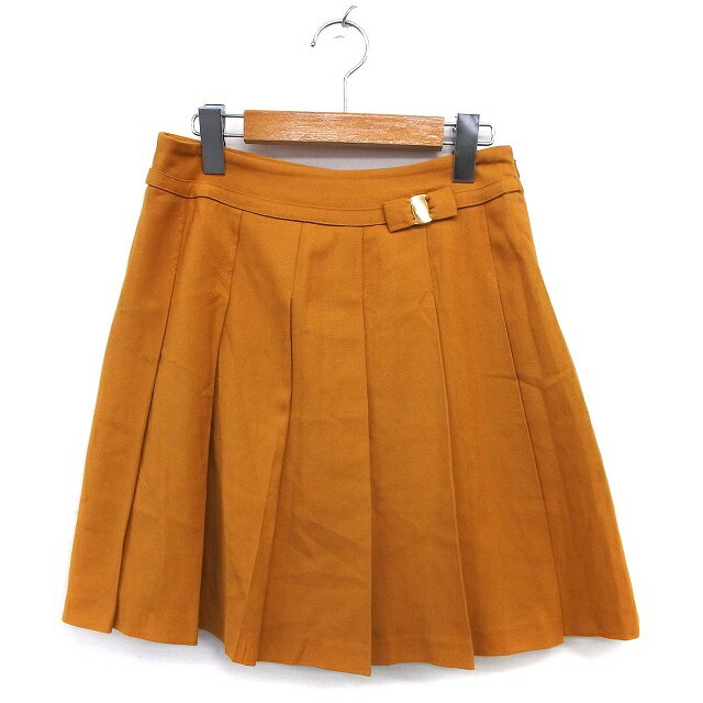 【中古】ストロベリーフィールズ STRAWBERRY-FIELDS フレア スカート ひざ丈 タック サイドジップ 無地 黄 イエロー /NT16 レディース 【ベクトル 古着】 250120