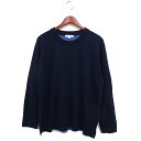【中古】グローバルワーク GLOBAL WORK ダブルフェイス クルーネック ニット セーター 長袖 無地 XL ネイビー 紺 /FT11 メンズ 【ベクトル...