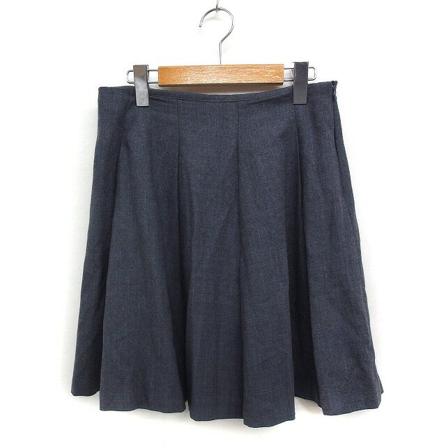 【中古】ストロベリーフィールズ STRAWBERRY-FIELDS ボックスプリーツ スカート ミニ 無地 シンプル ウール チャコールグレー /FT30 レディース 【ベクトル 古着】 250120