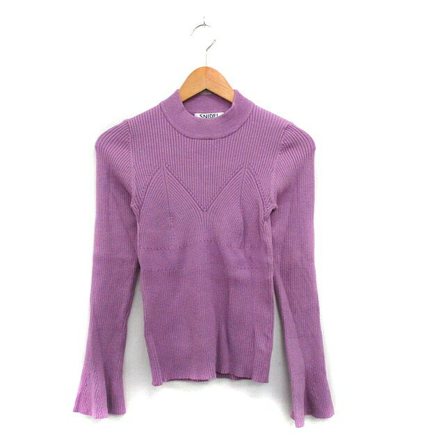 【中古】スナイデル SNIDEL リブ ニット セーター 長袖 ベルスリーブ シンプル F パープル 紫 /KT23 レ..