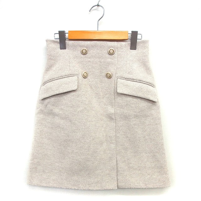 【中古】プロポーション ボディドレッシング PROPORTION BODY DRESSING フレア ひざ丈 スカート 飾りボタン スリット バックジップ M ベージュ /NT10 レディース 【ベクトル 古着】 250205