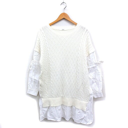 【中古】ビッキー VICKY ニット チュニック フェイクレイヤード 長袖 ケーブル編み 2 アイボリー 白 /FT23 レディース 【ベクトル 古着】 250130 【中古】ビッキー VICKY ニット チュニック フェイクレイヤード 長袖 ケーブル編み 2 アイボリー 白 /FT23 レディース 【ベクトル 古着】 250130