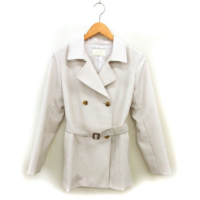 【中古】エニィスィス エニシス anySiS テーラード ジャケット ダブル ベルト 総裏地 スリット 薄手 無地 2 アイボリー /NT7 レディース 【ベクトル 古着】 250214