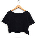 【中古】ワンアフター アナザー ナイスクラップ one after another NICE CLAUP シボシボTシャツ カットソー 半袖 クロップド丈 リボン 無地 コットン 綿 ブラック 黒 /FT45 レディース 【ベクトル 古着】 250207