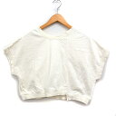 【中古】ディスコート Discoat 半袖 Tシャツ カットソー 丸首 クロップド丈 ダメージ加工 無地 F オフホワイト 白 /FT47 レディース 【ベクト...
