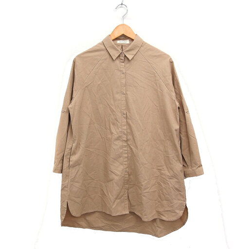 【中古】アイモハ aimoha シャツ ワンピース 長袖 ひざ丈 無地 綿混 麻混 ベージュ /FT15 レディース 【ベクトル 古着】 250208 【中古】アイモハ aimoha シャツ ワンピース 長袖 ひざ丈 無地 綿混 麻混 ベージュ /FT15 レディース 【ベクトル 古着】 250208