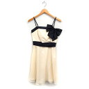 【中古】QueeClaret × EMOTIONALL DRESSE パーティードレス リボン付き キャミワンピース レースアップ ひざ丈 2 アイボリー /F...