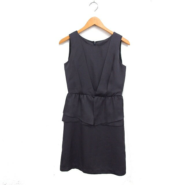 【中古】ビームスハート BEAMS HEART ペプラム ワンピース ドレス ノースリーブ ひざ丈 無地 チャコールグレー /FT16 レディース 【ベクトル 古着】 250214