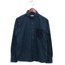 【中古】タケオキクチ TAKEO KIKUCHI TOKYO チェック ボタンダウン シャツ カジュアル タック 切替 ラウンドヘム 長袖 2 紺 ネイビー /NT18 メンズ 【ベクトル 古着】 250220