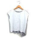 【中古】ブランベール blancvert バックロング カットソー ストライプ アシンメトリー ボートネック 透け感 コットン混 半袖 36 白 ホワイト グレー /NT25 レディース 【ベクトル 古着】 250224