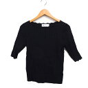 【中古】ロペピクニック ROPE Picnic リブ ニット セーター 五分袖 スカラップネック 無地 38 ブラック 黒 /FT44 レディース 【ベクトル 古着】 250217(4)