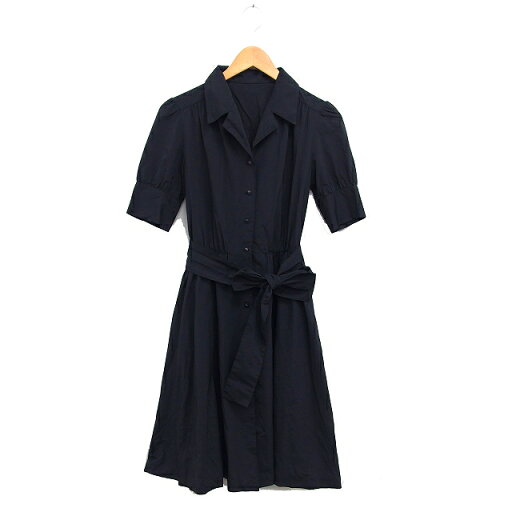 【中古】ジョルジュレッシュ GEORGES RESH オープンカラー シャツワンピース フレア ロング ギャザー リボン 五分袖 無地 38 黒 ブラック /NT14 レディース 【ベクトル 古着】 250303 【中古】ジョルジュレッシュ GEORGES RESH オープンカラー シャツワンピース フレア ロング ギャザー リボン 五分袖 無地 38 黒 ブラック /NT14 レディース 【ベクトル 古着】 250303