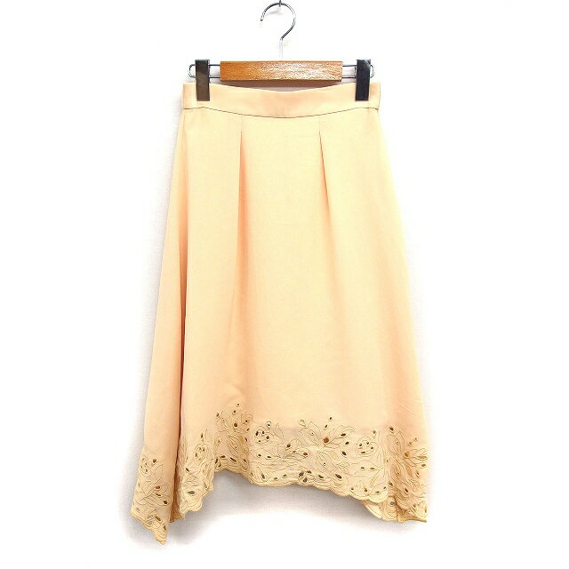 【中古】プロポーション ボディドレッシング PROPORTION BODY DRESSING イレギュラーヘム フレアスカート ひざ丈 刺繍 カットワーク 無地 1 クリーム /FT32 レディース 【ベクトル 古着】 250228