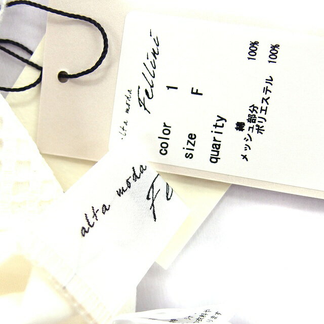 【中古】未使用品 アルタモーダフェリーニ alta moda Fellini タグ付き チュニック カットソー メッシュ ボートネック コットン 綿 透け感 ノースリーブ F 白 ホワイト /NT21 レディース 【ベクトル 古着】 250312
