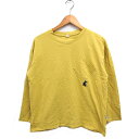 【中古】to blossom ロングスリーブ Tシャツ カットソー 丸首 猫刺繍 コットン 綿 L イエロー 黄 /FT39 レディース 【ベクトル 古着】 250307(4)