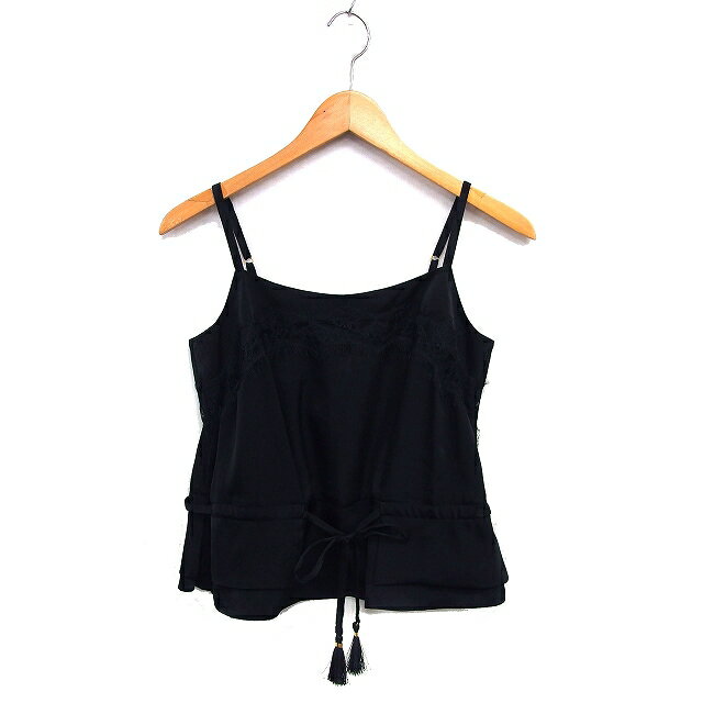 【中古】リリーブラウン Lily Brown レース キャミソール カットソー タッセル リボン F 黒 ブラック /..