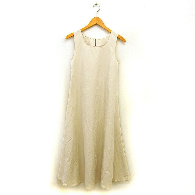 【中古】アプレトロ ap retro フレア ロング マキシ丈 ラウンドネック ノースリーブ 無地 F ベージュ /NT28 レディース 【ベクトル 古着】 250320