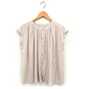 【中古】ロペピクニック ROPE Picnic シフォン フレンチスリーブ ブラウス ギャザー 透け感 無地 半袖 38 ベージュ /NT1 レディース 【ベクトル 古着】 250321(4)