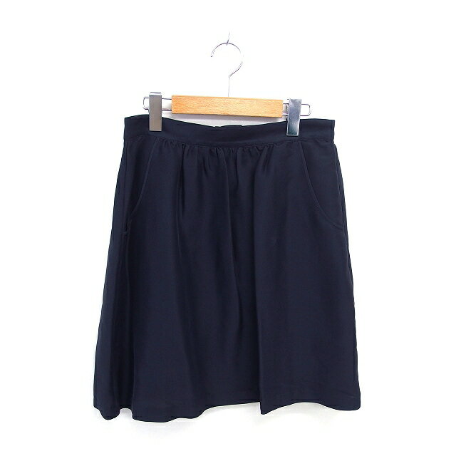 【中古】アーペーセー A.P.C. 台形 タック スカート ひざ丈 シルク 薄手 S ネイビー 紺 /TT レディース 【ベクトル 古着】 250328