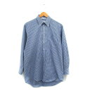 【中古】クレージュ courreges ボタンダウン シャツ 長袖 コットン ギンガムチェック ネイビー 紺 /KT2 メンズ 【ベクトル 古着】 250326