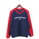 【中古】アンダーアーマー UNDER ARMOUR スポーツウエア Vネック ロゴプリント 薄手 ラグランスリーブ 長袖 MD ネイビー レッド 紺 赤 /TT...