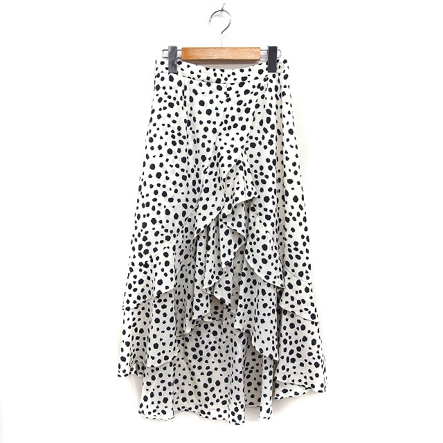 【中古】レディ Rady ダルメシアン柄 ラッフルスカート ロング丈 M オフホワイト 白 /FT43 レディース 【ベクトル 古着】 250327