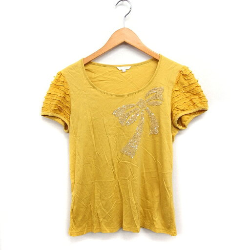 【中古】トゥービーシック TO BE CHIC リボンモチーフ カットソー Tシャツ ラウンドネック 半袖 ティアード袖 3 イエロー 黄 /FT40 レディース 【ベクトル 古着】 250331 【中古】トゥービーシック TO BE CHIC リボンモチーフ カットソー Tシャツ ラウンドネック 半袖 ティアード袖 3 イエロー 黄 /FT40 レディース 【ベクトル 古着】 250331