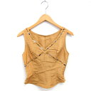 【中古】ボディドレッシングデラックス BODY DRESSING Deluxe カットソー ブラウス スパンコール ビジュー シルク ノースリーブ 38 ベージュ 茶 /TT レディース 【ベクトル 古着】 250403