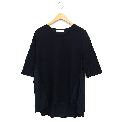 【中古】ブージュルード Bou Jeloud チュニック バックロング スリット ボートネック 切替 七分袖 F 黒 ブラック /NT10 レディース 【ベクトル 古着】 250407 【中古】ブージュルード Bou Jeloud チュニック バックロング スリット ボートネック 切替 七分袖 F 黒 ブラック /NT10 レディース 【ベクトル 古着】 250407
