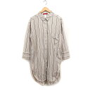 【中古】アルカリ alcali ストライプ シャツ ワンピース 長袖 ロング丈 コットン 綿 ベージュ /FT23 レディース 【ベクトル 古着】 250328